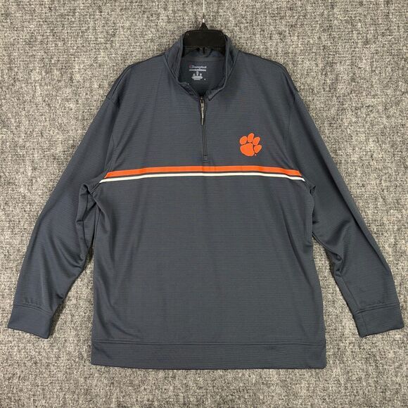 Champion Shirt Mens XL Gray University Clemson‎ Alumni Quarter Zip Pullover - Picture 1 of 8